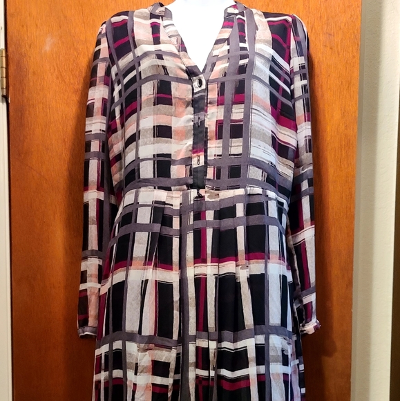 Liz Claiborne BEAUTIFUL drop waist pleated skirt long sleeve dress sz10 - Picture 2 of 8